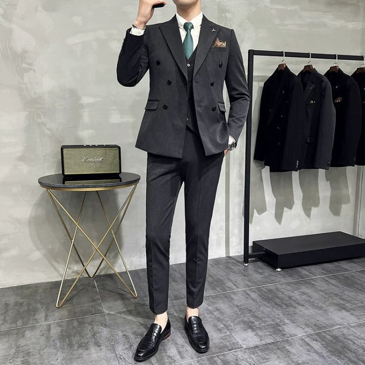 Terno Masculino Slim Transpassado Texturizado Maximus