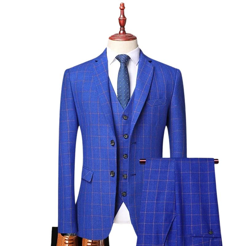 Terno masculino slim, Terno xadrez elegante, Terno social, Terno para casamento, Terno com colete masculino