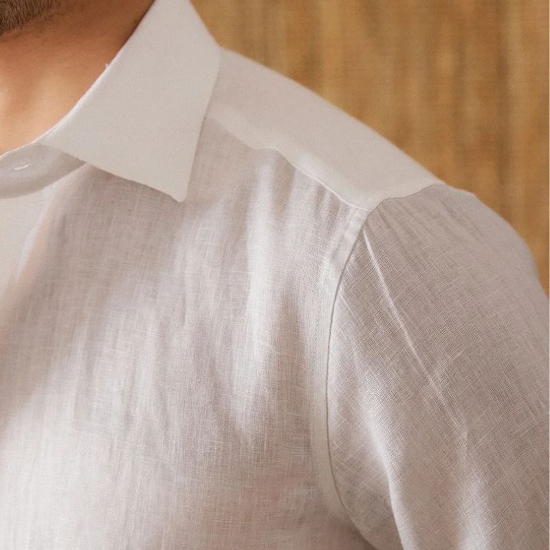 camisa social masculina de linho, camisa de linho slim fit, camisa social elegante masculina, camisa de linho azul masculina, camisa social slim masculina