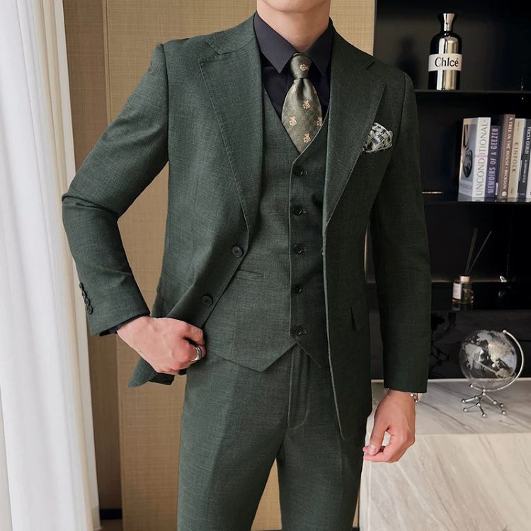 terno masculino slim fit texturizado, terno 3 peças masculino, terno masculino com colete, terno social masculino completo, terno masculino mescla