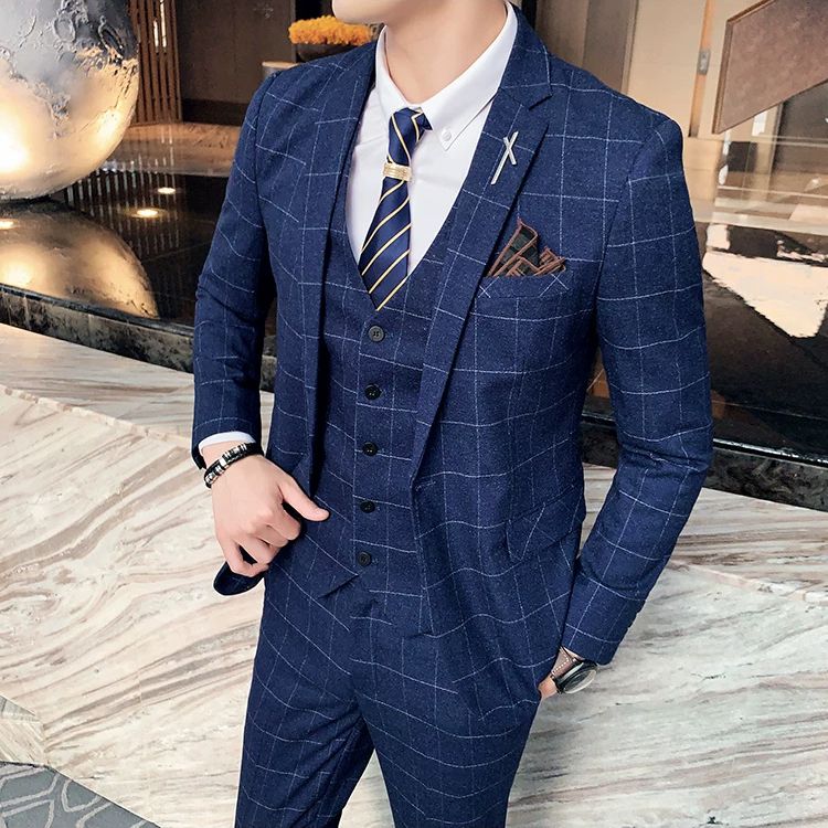 terno masculino slim transpassado xadrez, terno 3 peças xadrez transpassado masculino, terno masculino slim fit transpassado moderno, terno social masculino xadrez completo, terno masculino duplo abotoamento xadrez