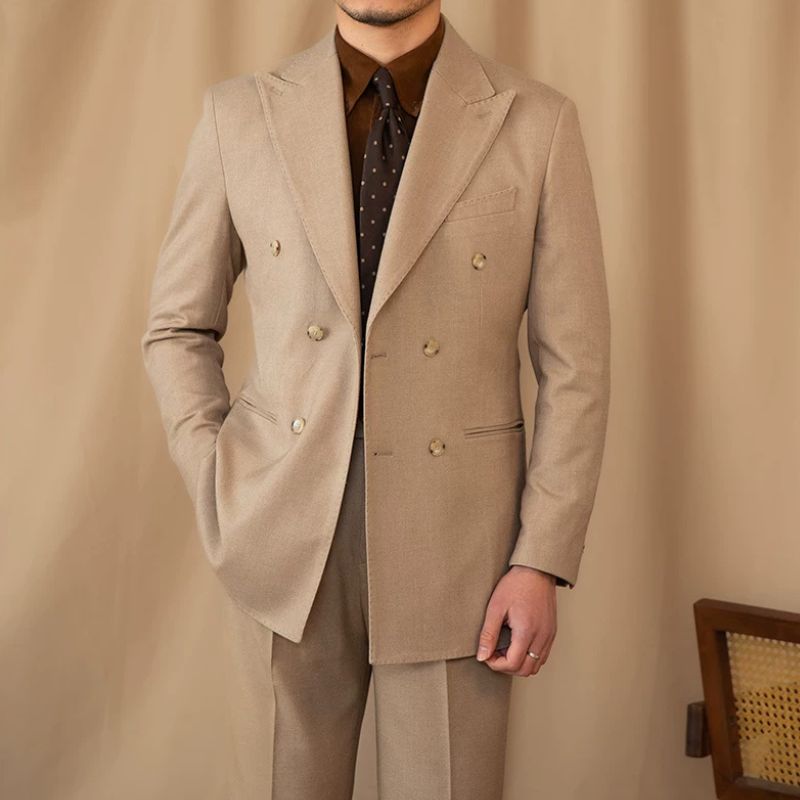 costume masculino transpassado, terno 2 peças transpassado masculino, costume masculino peak lapela, conjunto social masculino transpassado, costume masculino italiano
