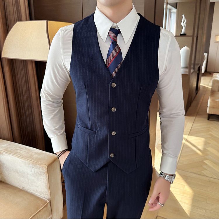 Terno Masculino Slim Transpassado Risca de Giz Luxury Maximus