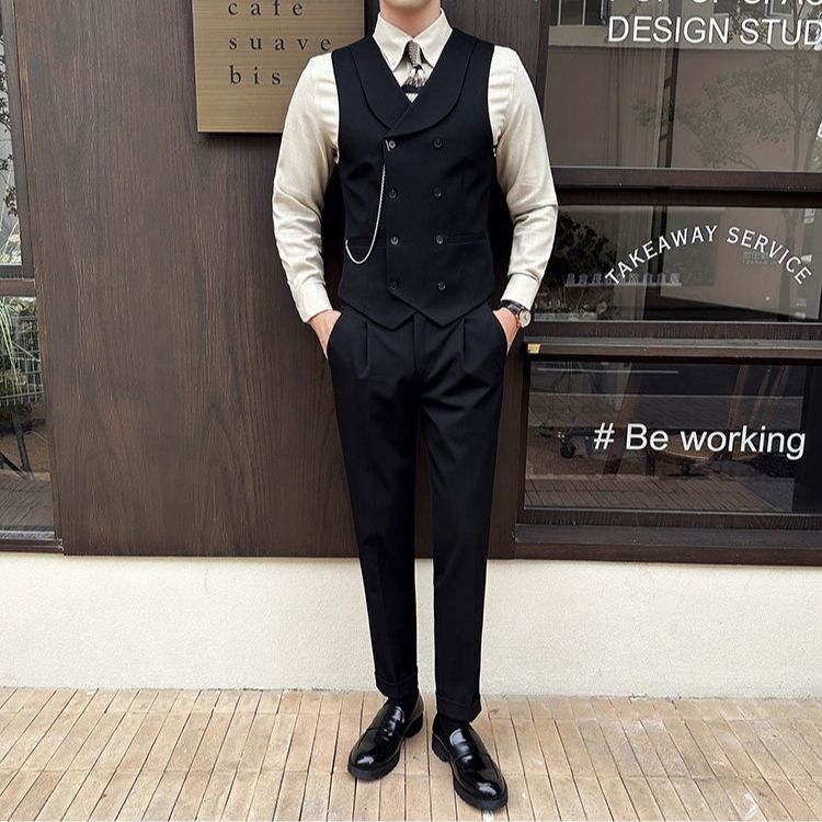 Conjunto social masculino colete e calça, look esporte fino Maximus