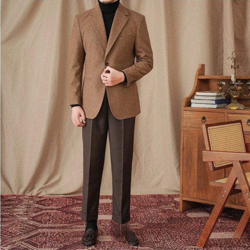 blazer masculino lã, blazer slim fit masculino, blazer marrom masculino, blazer social de lã, blazer elegante masculino