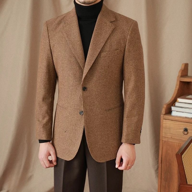 blazer masculino lã, blazer slim fit masculino, blazer marrom masculino, blazer social de lã, blazer elegante masculino