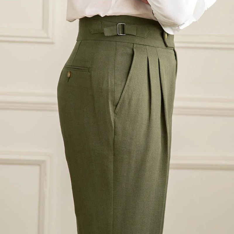 Calça Alfaiataria de Algodão e Linho Slim Toscana Maximus