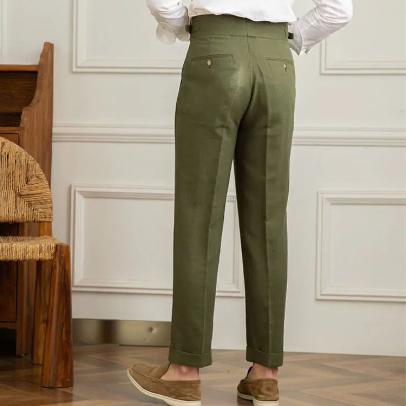 Calça Alfaiataria de Algodão e Linho Slim Toscana Maximus