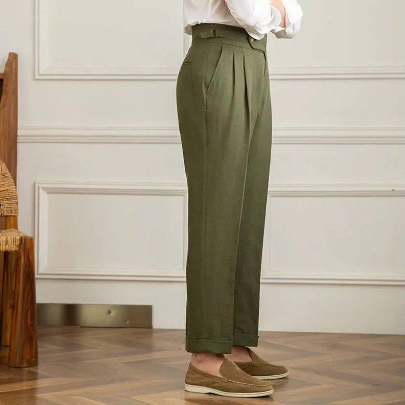 Calça Alfaiataria de Algodão e Linho Slim Toscana Maximus