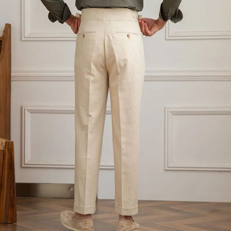 Calça Alfaiataria de Algodão e Linho Slim Toscana Maximus