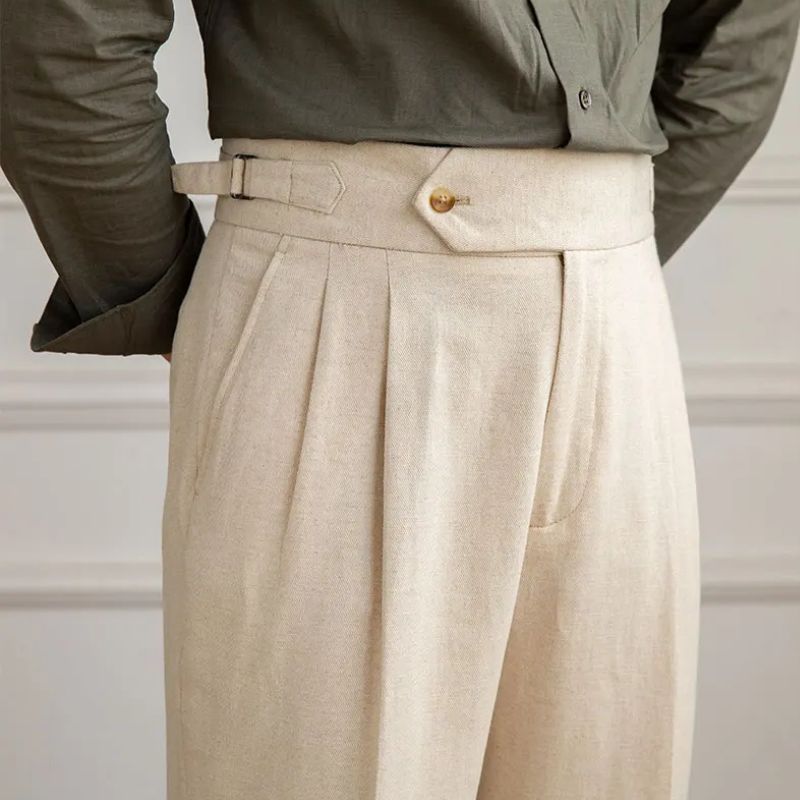 Calça Alfaiataria de Algodão e Linho Slim Toscana Maximus