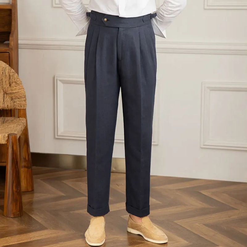 Calça Alfaiataria de Algodão e Linho Slim Toscana Maximus