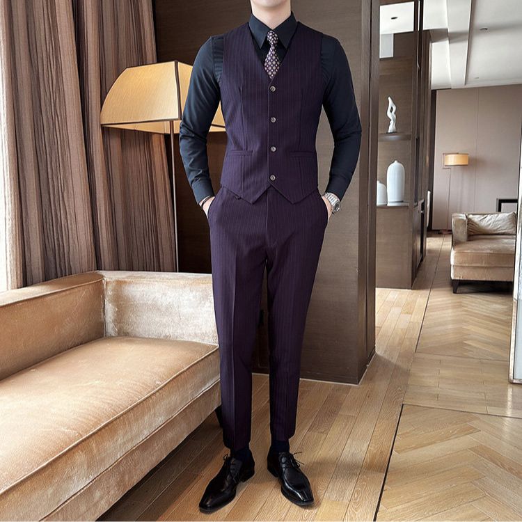Terno Masculino Slim Transpassado Risca de Giz Luxury Maximus
