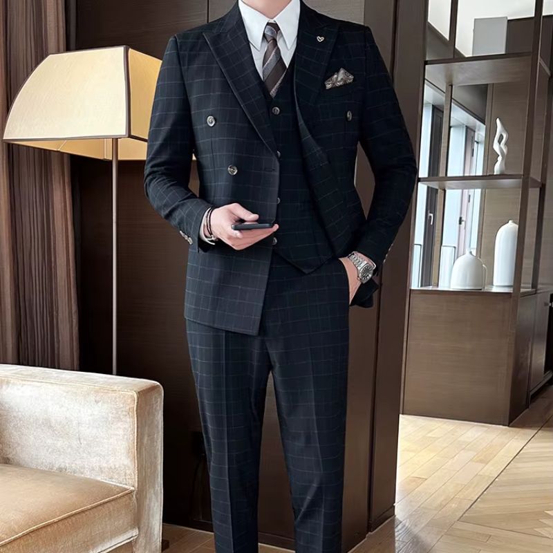 Terno masculino transpassado xadrez, terno masculino slim fit, terno masculino transpassado slim, terno masculino xadrez