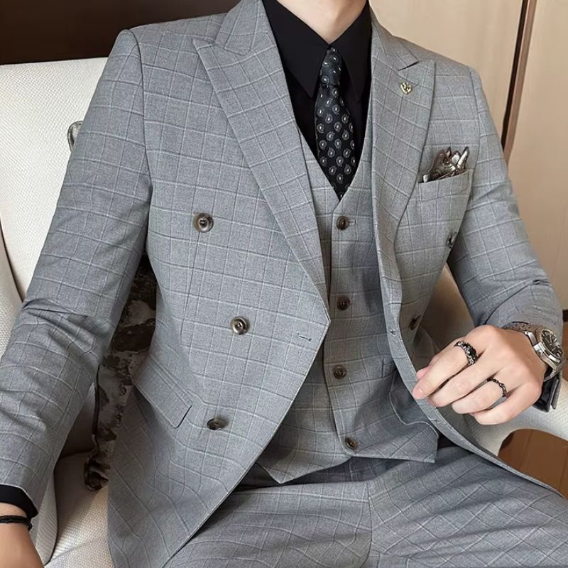 Terno masculino transpassado xadrez, terno masculino slim fit, terno masculino transpassado slim, terno masculino xadrez