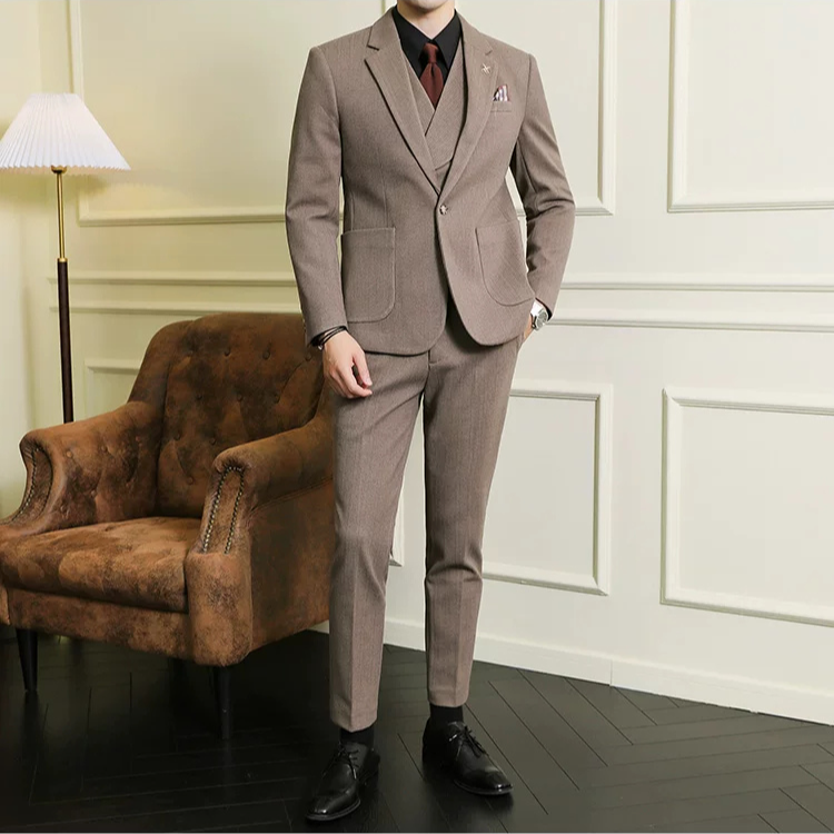 Terno Masculino Slim Canelado Colete Transpassado Maximus