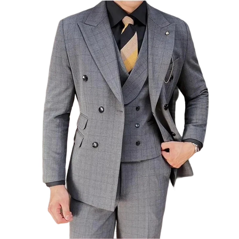 Terno Masculino Slim, Terno Masculino Transpassado Xadrez, Terno Masculino Xadrez