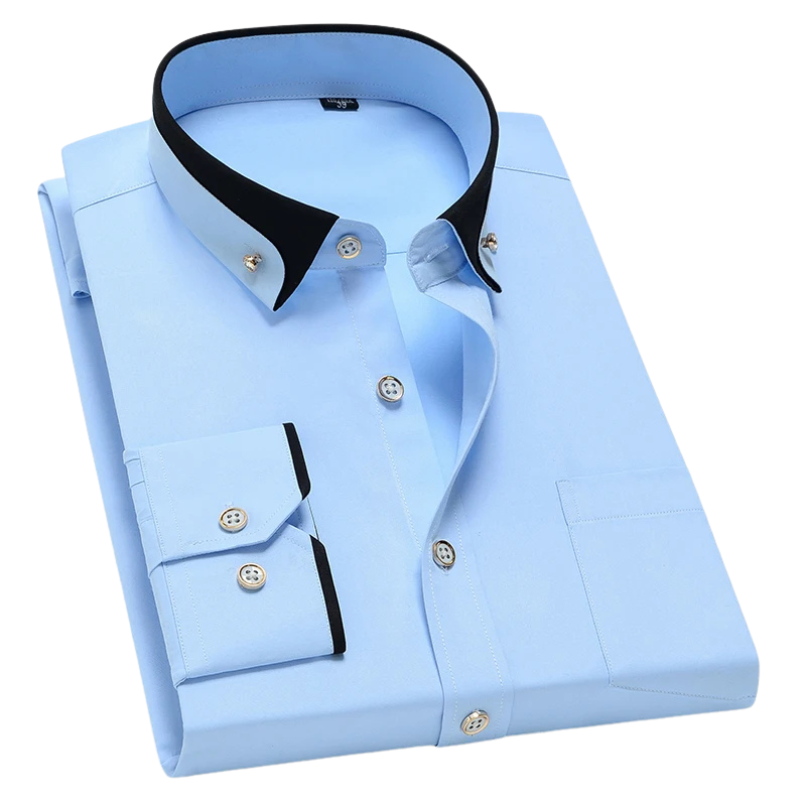 camisa social slim contraste, camisa gola contraste masculina, camisa social masculina slim fit, camisa botão metálico masculina, camisa manga longa slim, camisa social colorida masculina, camisa formal contraste, Mr. Maximus, moda masculina social