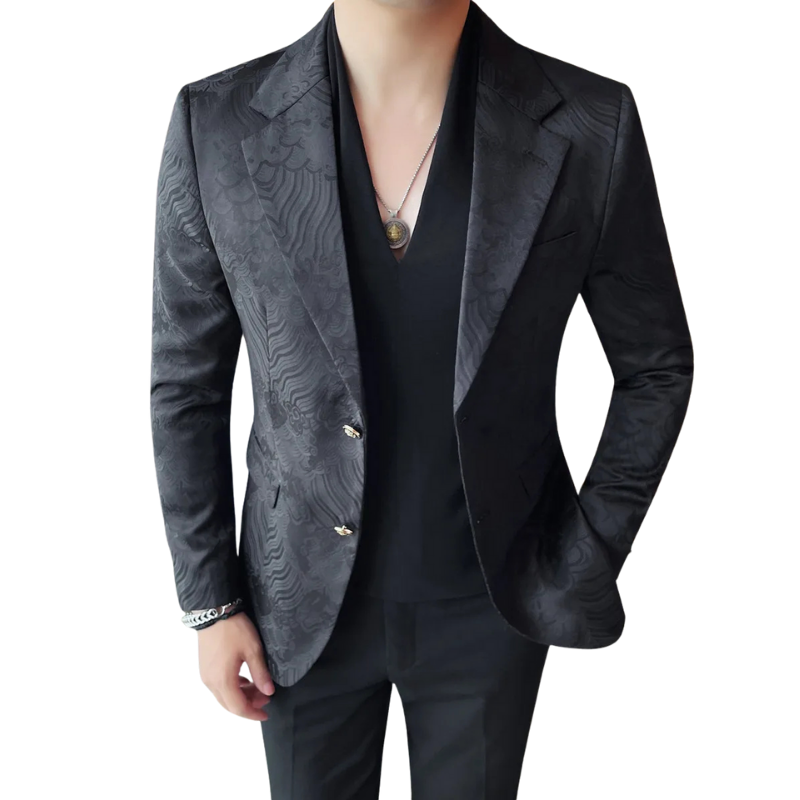 blazer masculino slim, blazer social masculino, blazer preto estampado, blazer de festa masculino, blazer elegante moderno