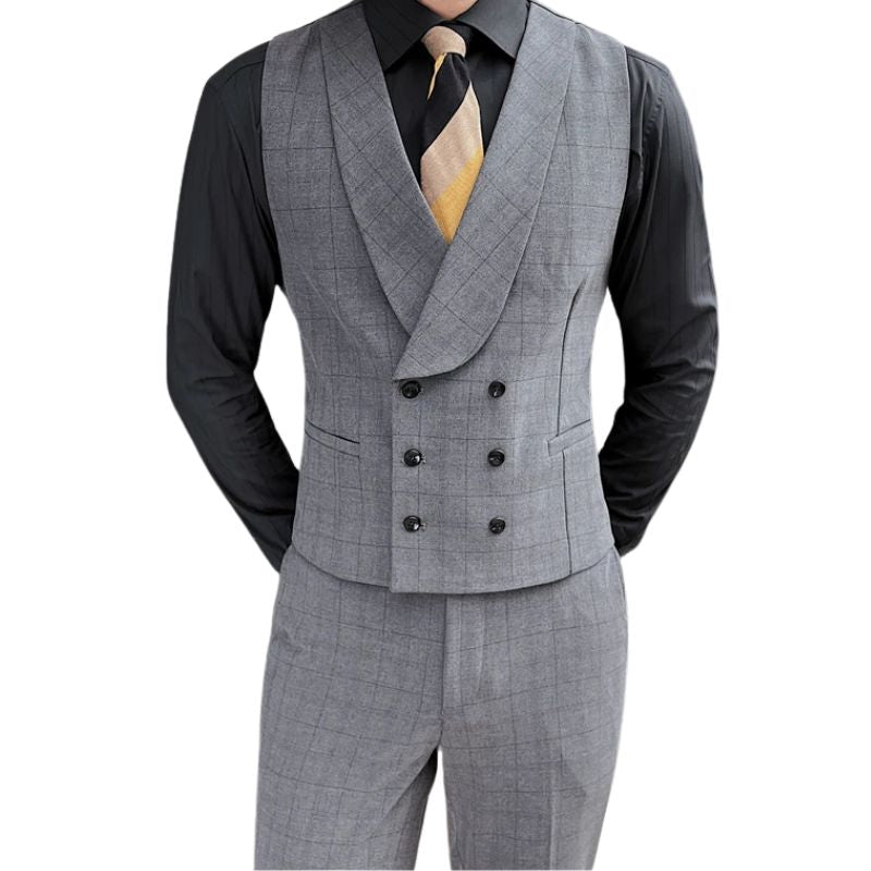 colete masculino social, conjunto masculino de alfaiataria, colete e calça social, traje masculino elegante, conjunto slim fit