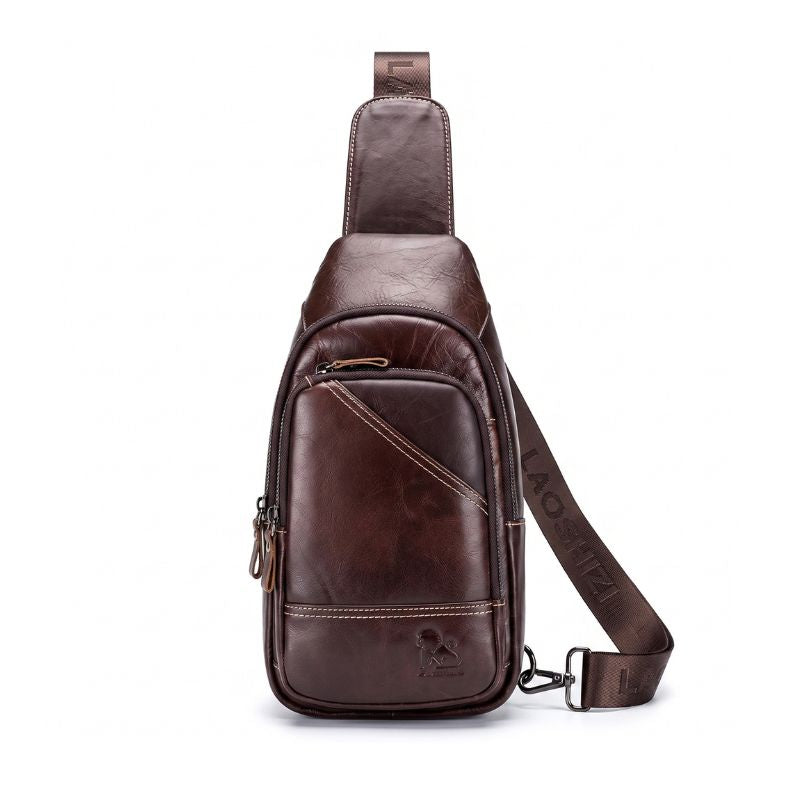 Bolsa Transversal Masculina Sling de Couro Maximus