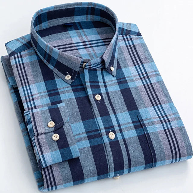 Camisa Social Masculina de Algodão Xadrez