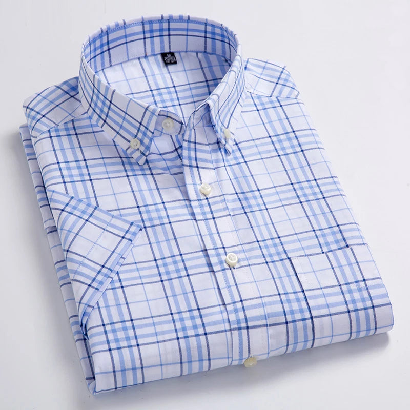 Camisa Social Masculina Xadrez de Algodão Oxford Maximus