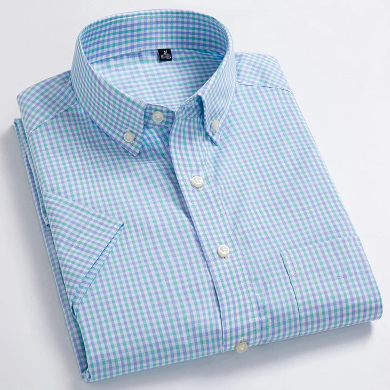 Camisa Social Masculina Xadrez de Algodão Oxford Maximus