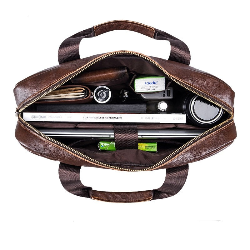 Bolsa de Couro Masculina para Notebook