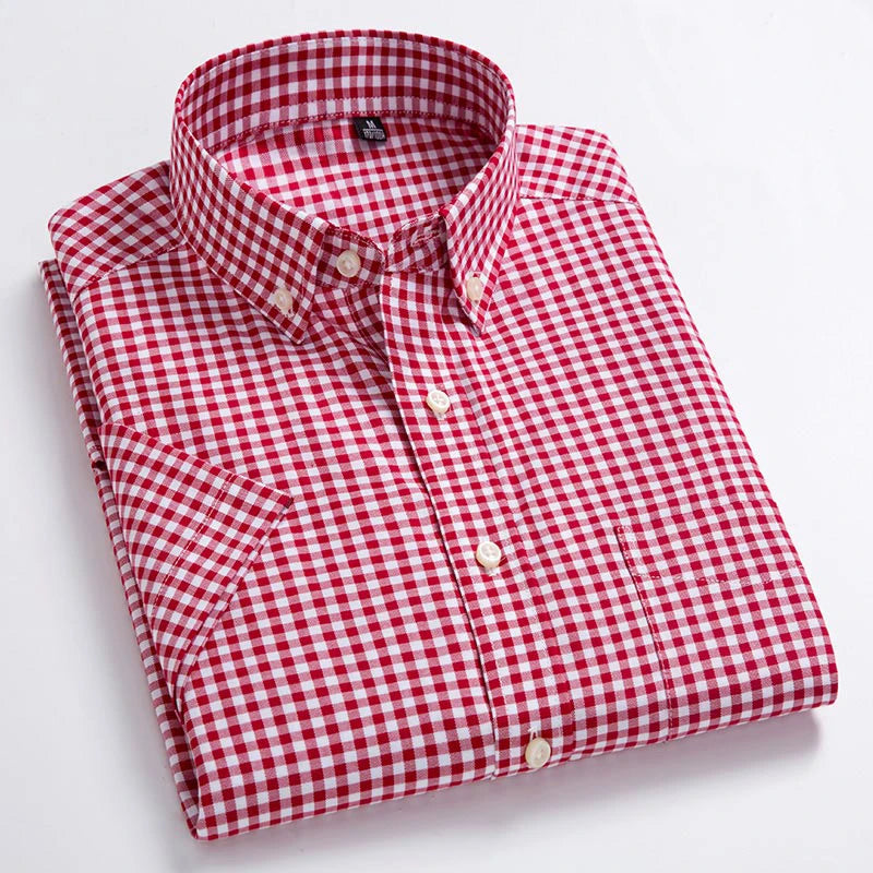 Camisa Social Masculina Xadrez de Algodão Oxford Maximus
