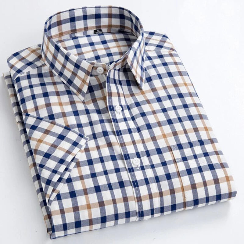 Camisa Social Masculina Xadrez de Algodão Oxford Maximus