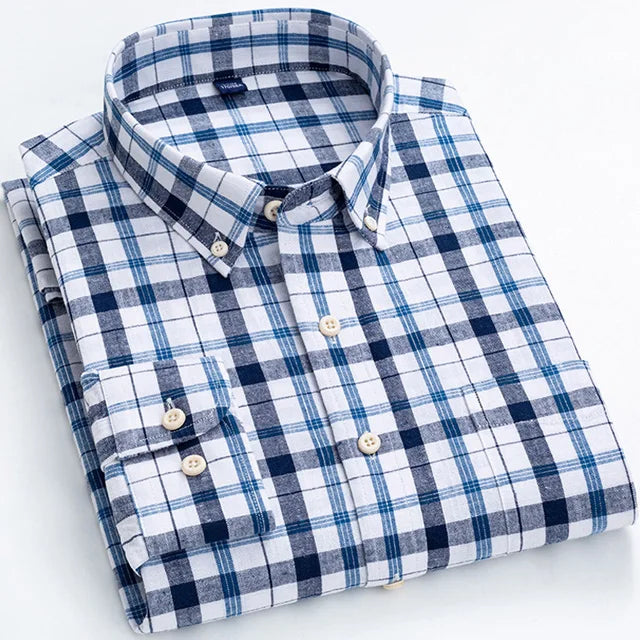 Camisa Social Masculina de Algodão Xadrez