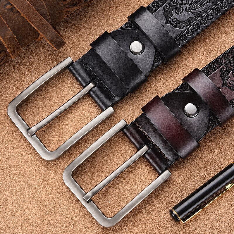 Cinto Masculino de Couro Genuíno Detalhado Valentus