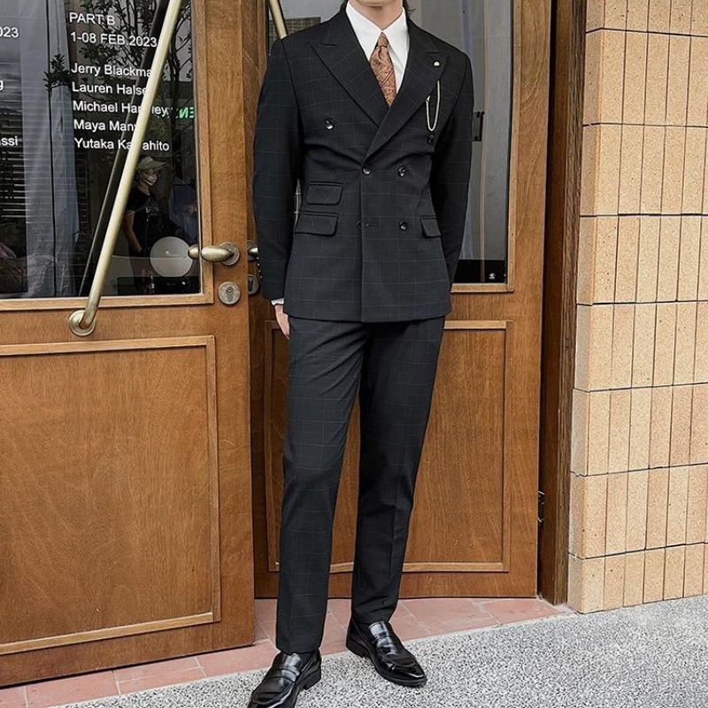 Terno Masculino Slim, Terno Masculino Transpassado Xadrez, Terno Masculino Xadrez