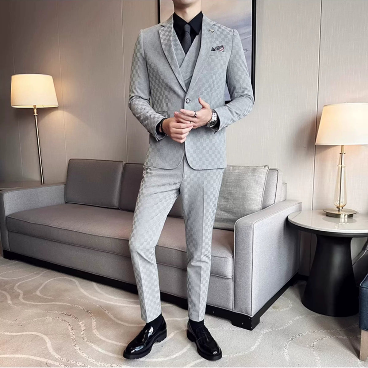 Terno Masculino Slim Quadriculado Maximus