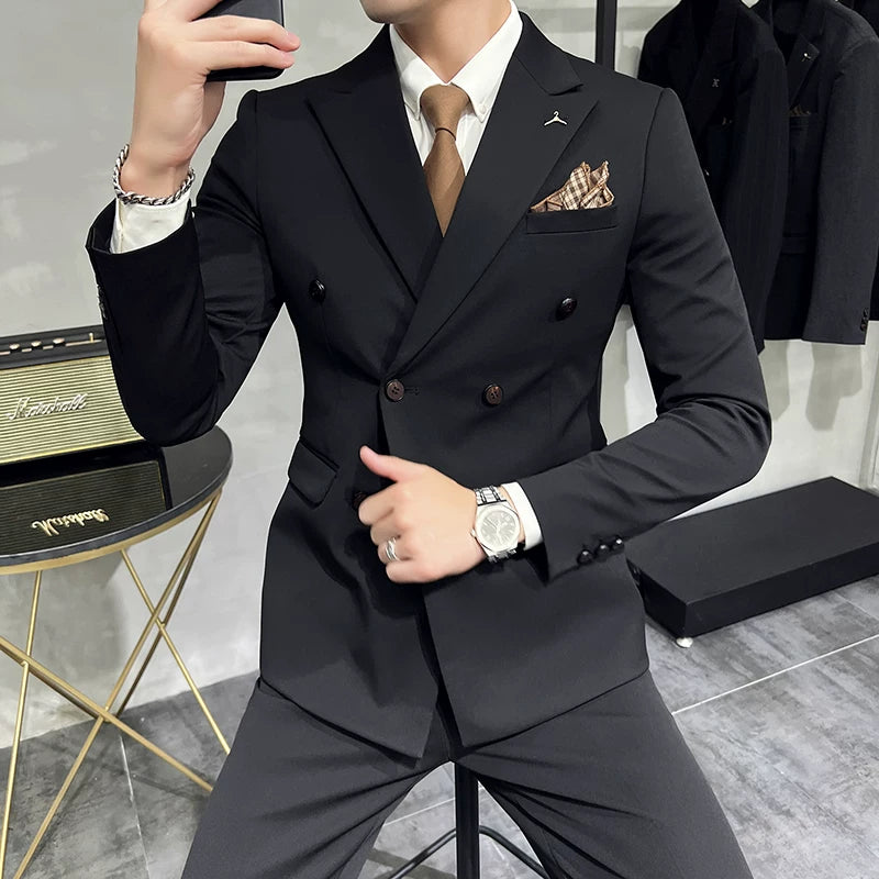 Terno Masculino Slim Transpassado Texturizado Maximus