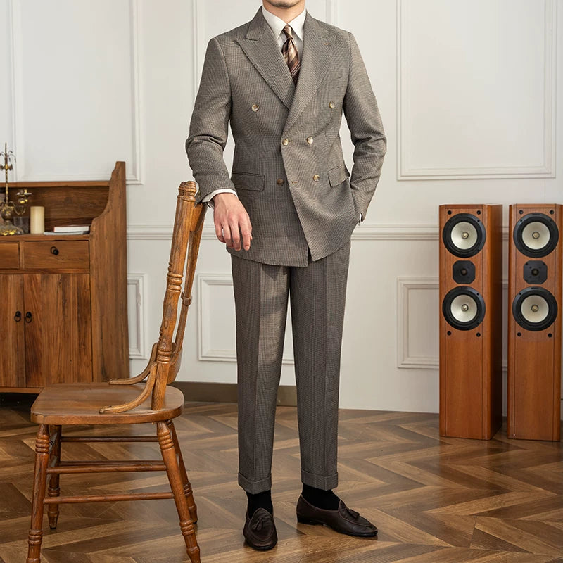 Costume Masculino Slim Transpassado Britânico Vintage Maximus