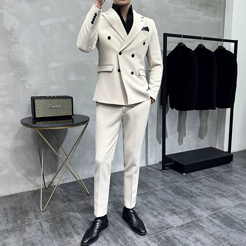 Terno Masculino Slim Transpassado Texturizado Maximus