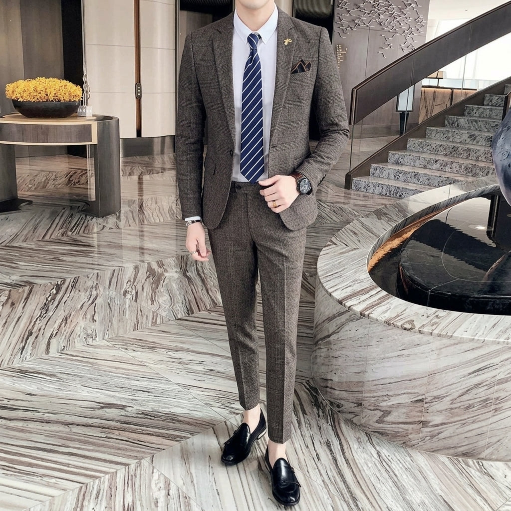 Costume Masculino Slim Xadrez Vintage Maximus