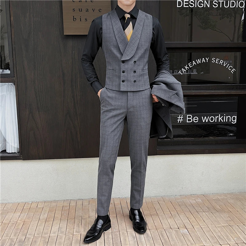 colete masculino social, conjunto masculino de alfaiataria, colete e calça social, traje masculino elegante, conjunto slim fit