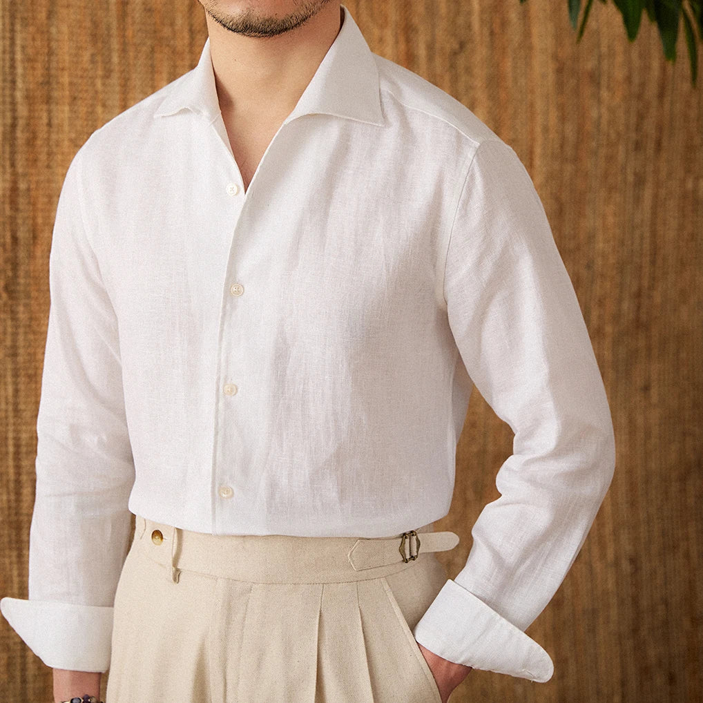 camisa social masculina de linho, camisa de linho slim fit, camisa social elegante masculina, camisa de linho azul masculina, camisa social slim masculina