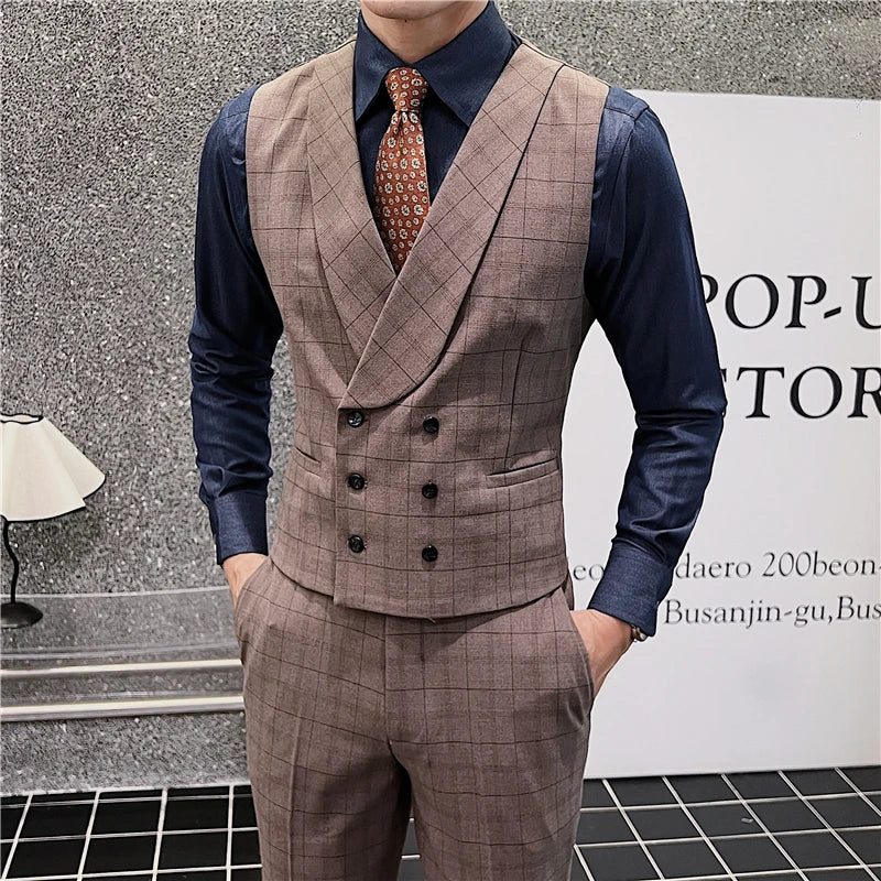 colete masculino social, conjunto masculino de alfaiataria, colete e calça social, traje masculino elegante, conjunto slim fit