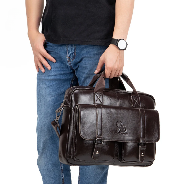 Bolsa Masculina de Couro Genuíno Vintage Maximus