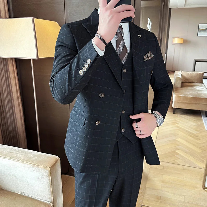 Terno masculino transpassado xadrez, terno masculino slim fit, terno masculino transpassado slim, terno masculino xadrez