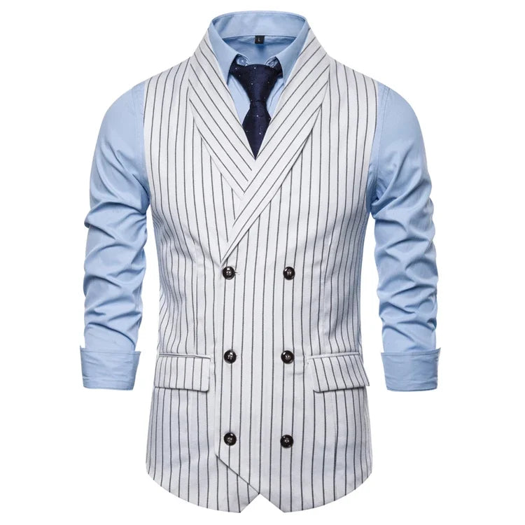Colete Masculino Transpassado Listrado, Colete Social Masculino de Lapela, Colete Social Masculino Listrado