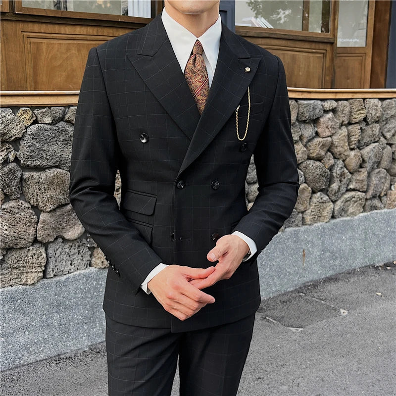 Terno Masculino Slim, Terno Masculino Transpassado Xadrez, Terno Masculino Xadrez