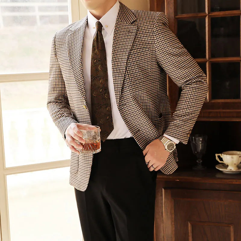 Blazer Masculino Xadrez, Blazer Masculino Slim, Blazer Masculino Britânico
