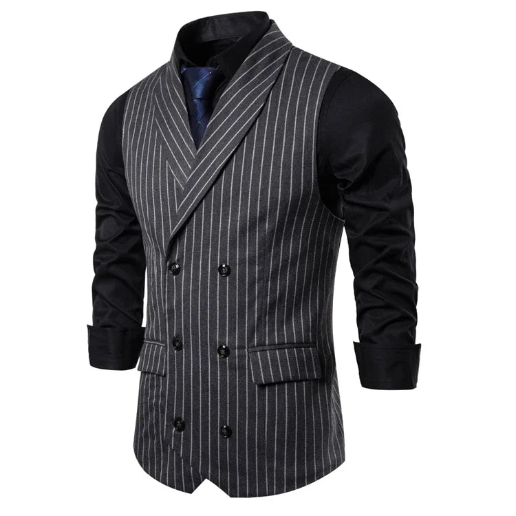 Colete Masculino Transpassado Listrado, Colete Social Masculino de Lapela, Colete Social Masculino Listrado