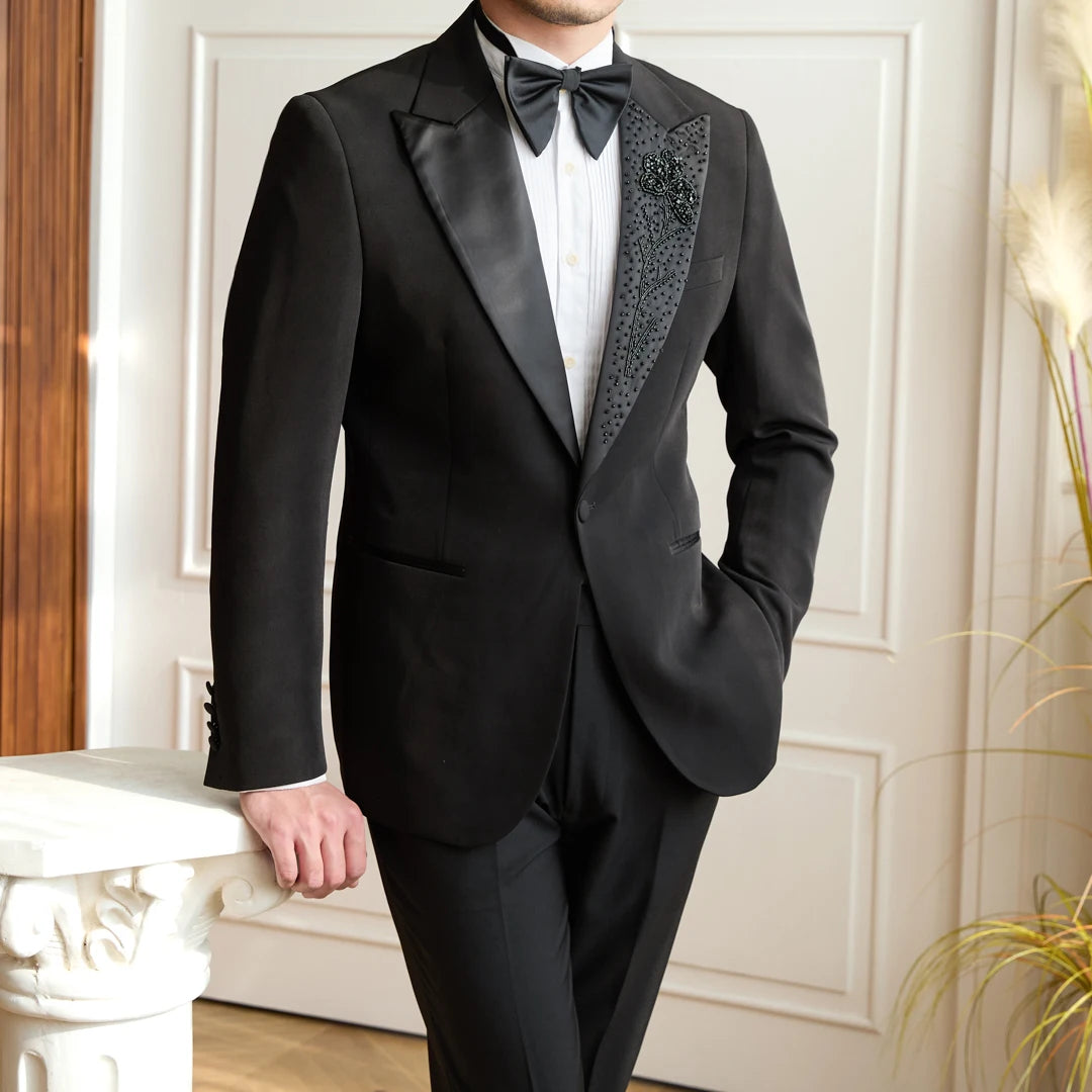 Smoking Masculino Maximus, Smoking Masculino Slim Fit, Smoking com pedraria, Traje de Gala Masculino, Moda Festa Masculina