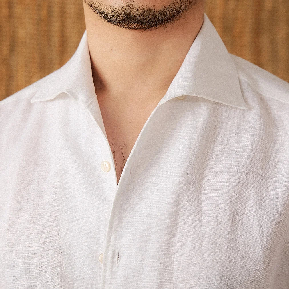 camisa social masculina de linho, camisa de linho slim fit, camisa social elegante masculina, camisa de linho azul masculina, camisa social slim masculina